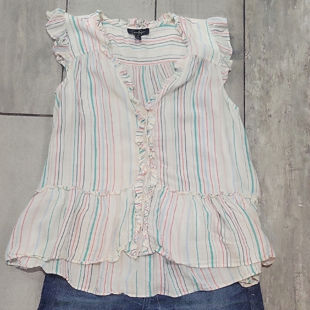 Jessica Simpson Multicolor Striped Blouse - Picture 3 of 5